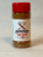 Clear bottle of Southwest OH MY! Brand X Seasoning mix with red lid and white branded label