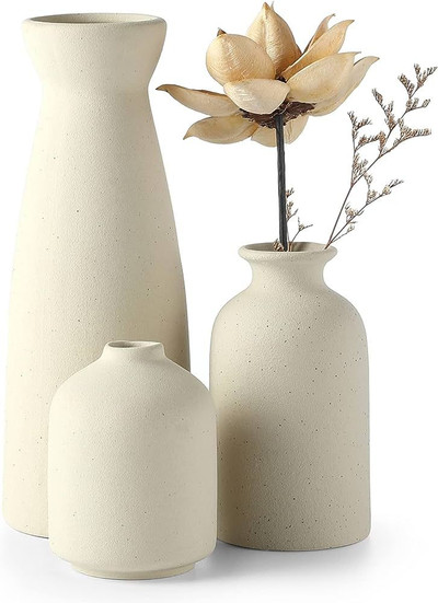 Pottery vase with dried flowers