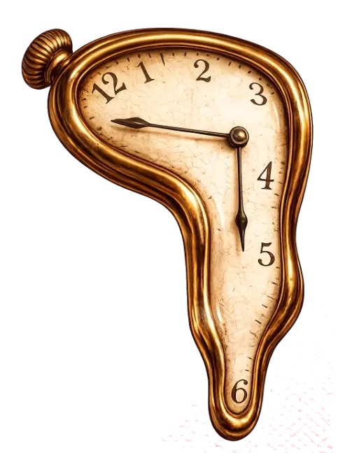 Eine schmilzende Uhr von Alice im Wunderland als Link zu die 4 Schweregrade bei ME/CFS