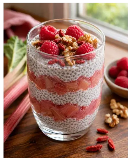 Rhabarber Chia Pudding für warme Frühlingstage