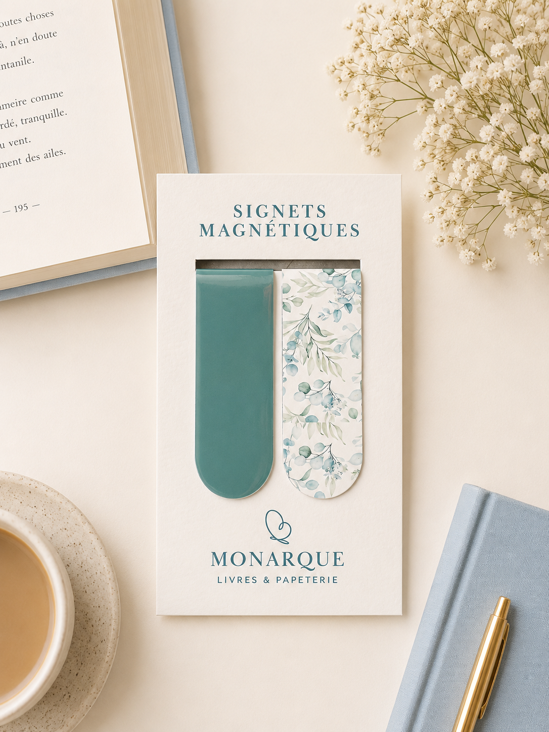 Ensemble de 2 signets magnétiques Eucalyptus | Magnetic Bookmarks