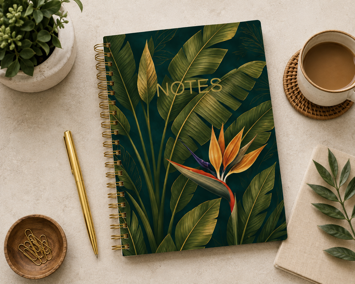 Cahier de notes 7.5 po à spirale métallique Oiseau du paradis | Bird of Paradise