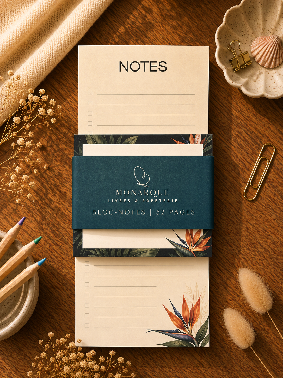 Duo de Blocs-notes 52 pages Oiseau du paradis | Notepad Bird of Paradise