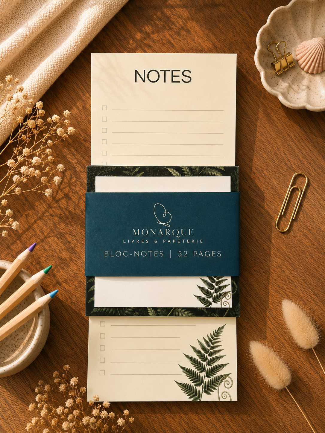 Duo de Blocs-notes 52 pages Fougère 2 | Duo 52-Page Notepad – Fern