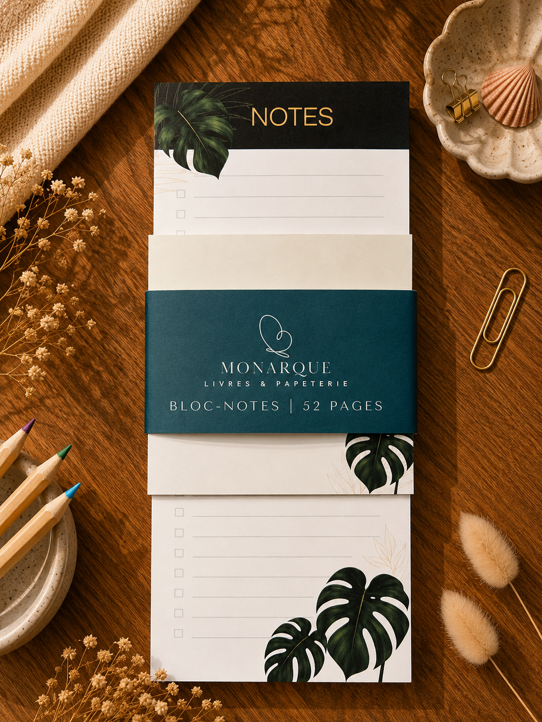 Duo de Blocs-notes 52 pages Monstera | Duo 52-Page Notepad – Monstera
