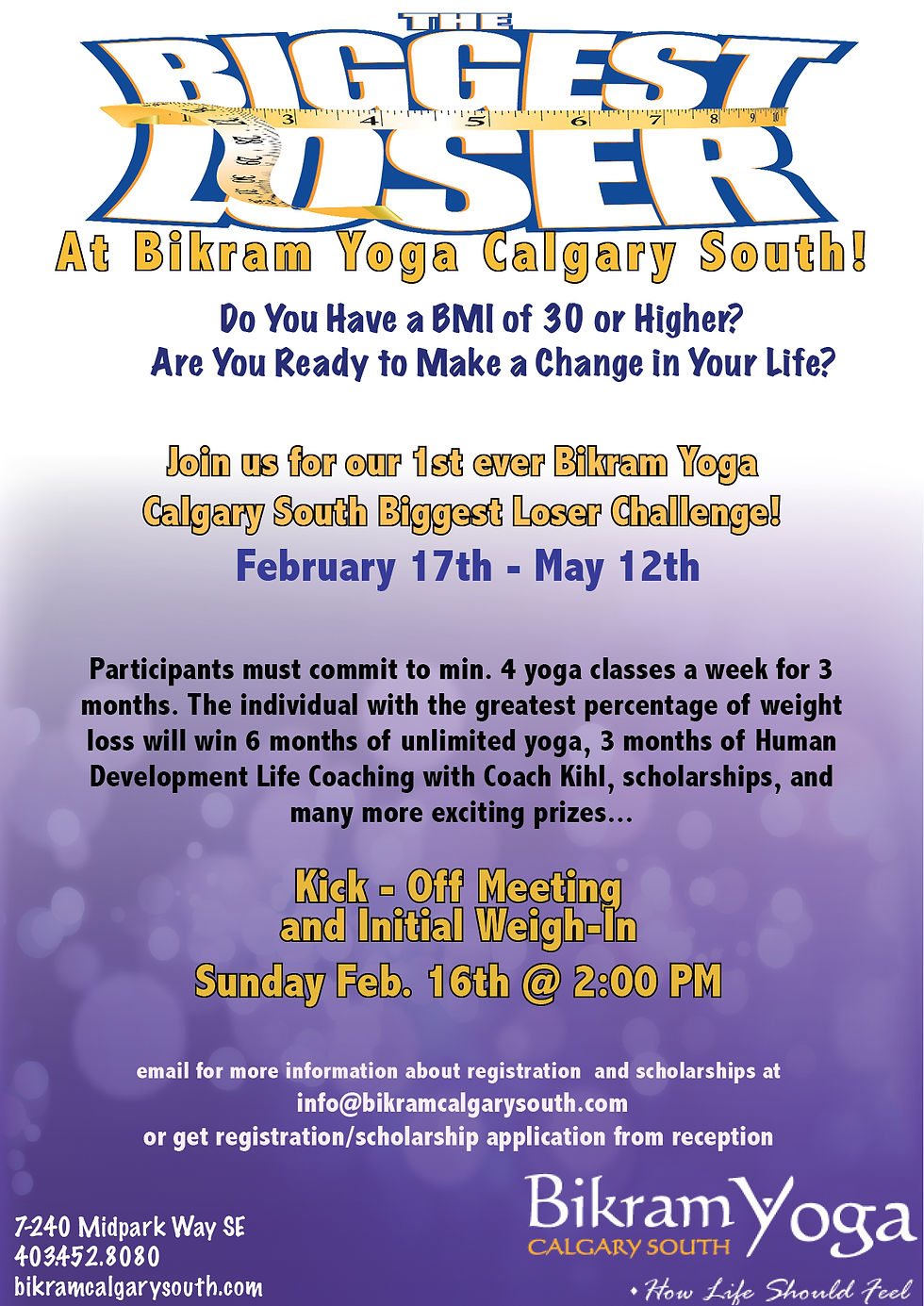 Flyer for Bikram Yoga Calgary South.