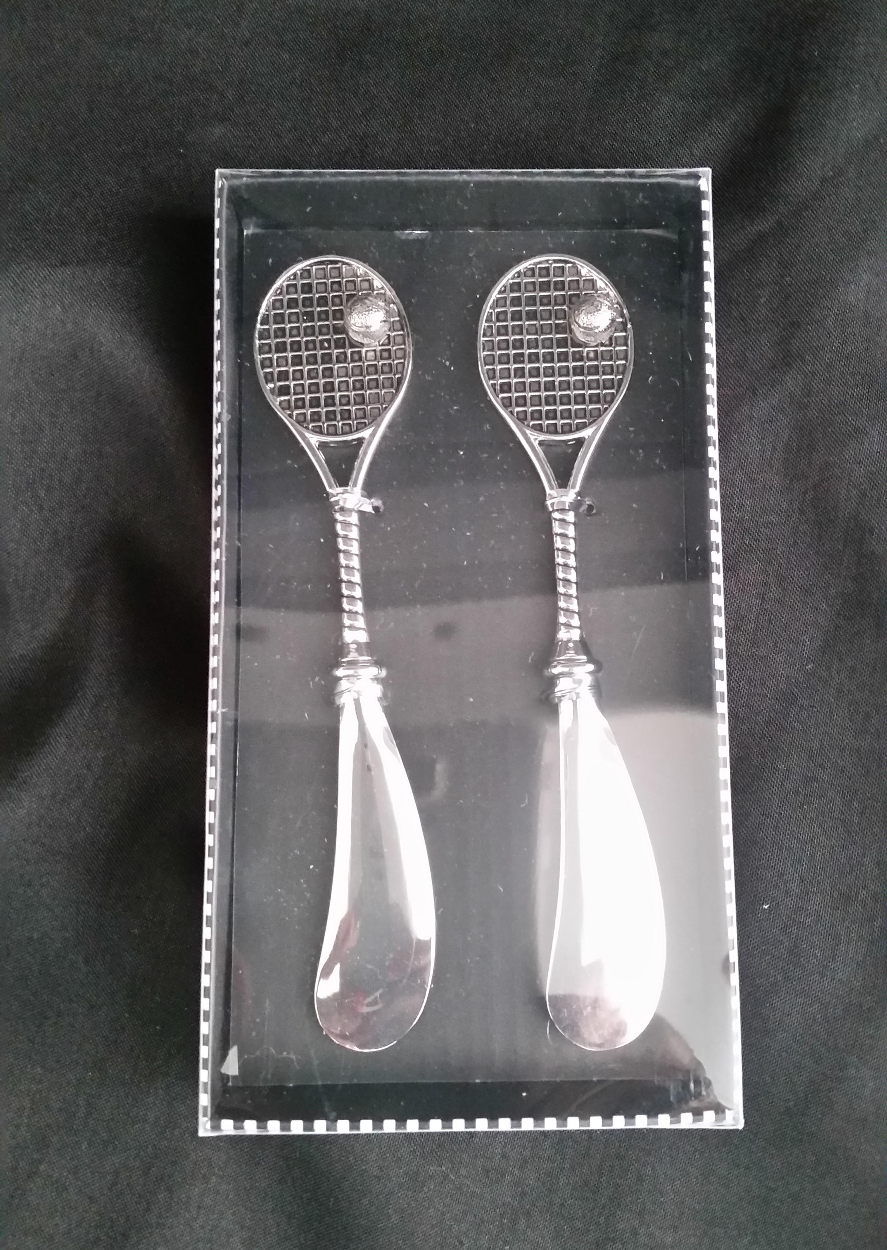 Two Silver Racquet Cheese Spreaders