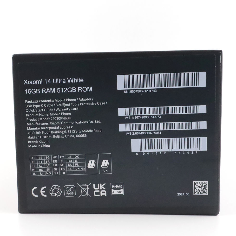 サムネイル： B+ランク- Xiaomi 14 Ultra 16/512GB White 24030PN60G グローバル版【90日保証】