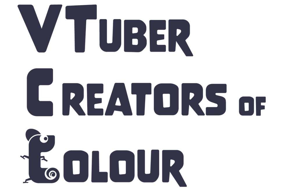 A lettermark displaying the words "VTuber Creators of Colour" with the "C" in "Colour" being shaped as a simplified chameleon.