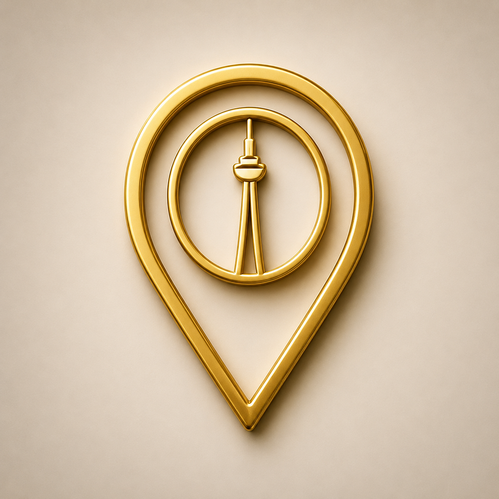 Golden location pin with CN Tower