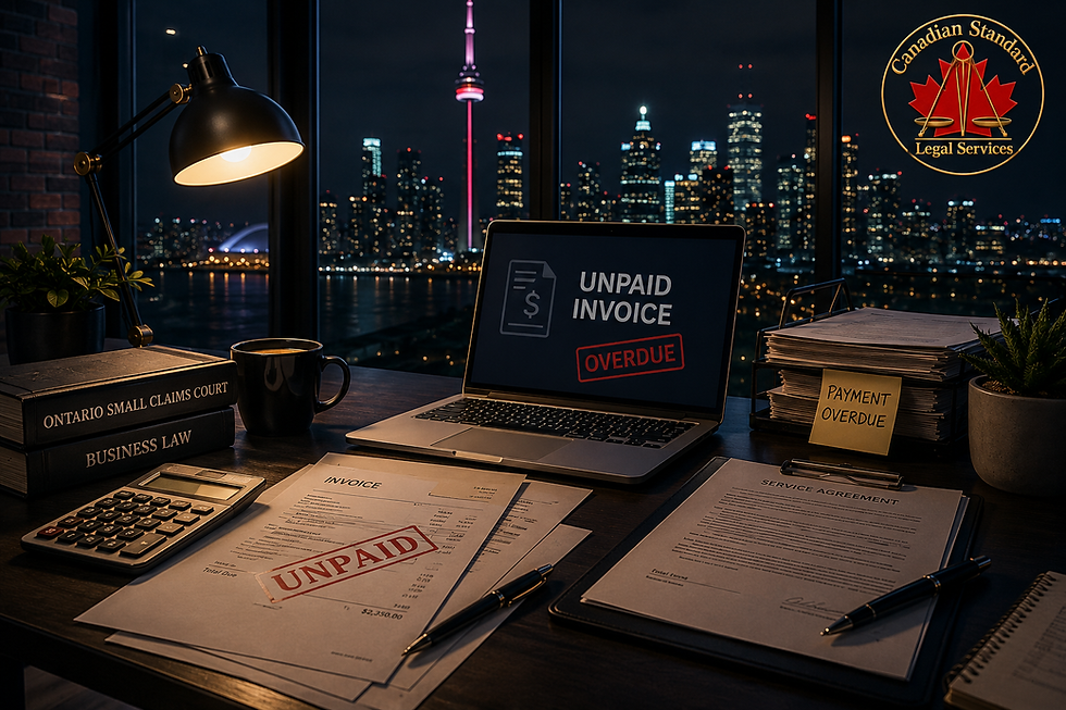 Unpaid invoices in Ontario for freelancers and small business owners using Small Claims Court recovery options