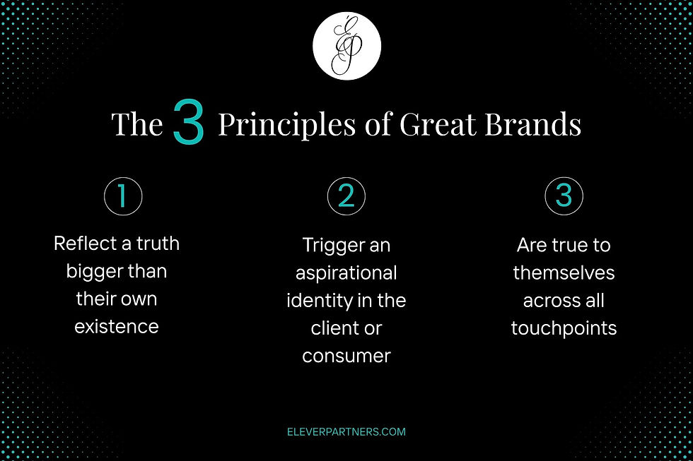 An infographic on the three principles of great brands