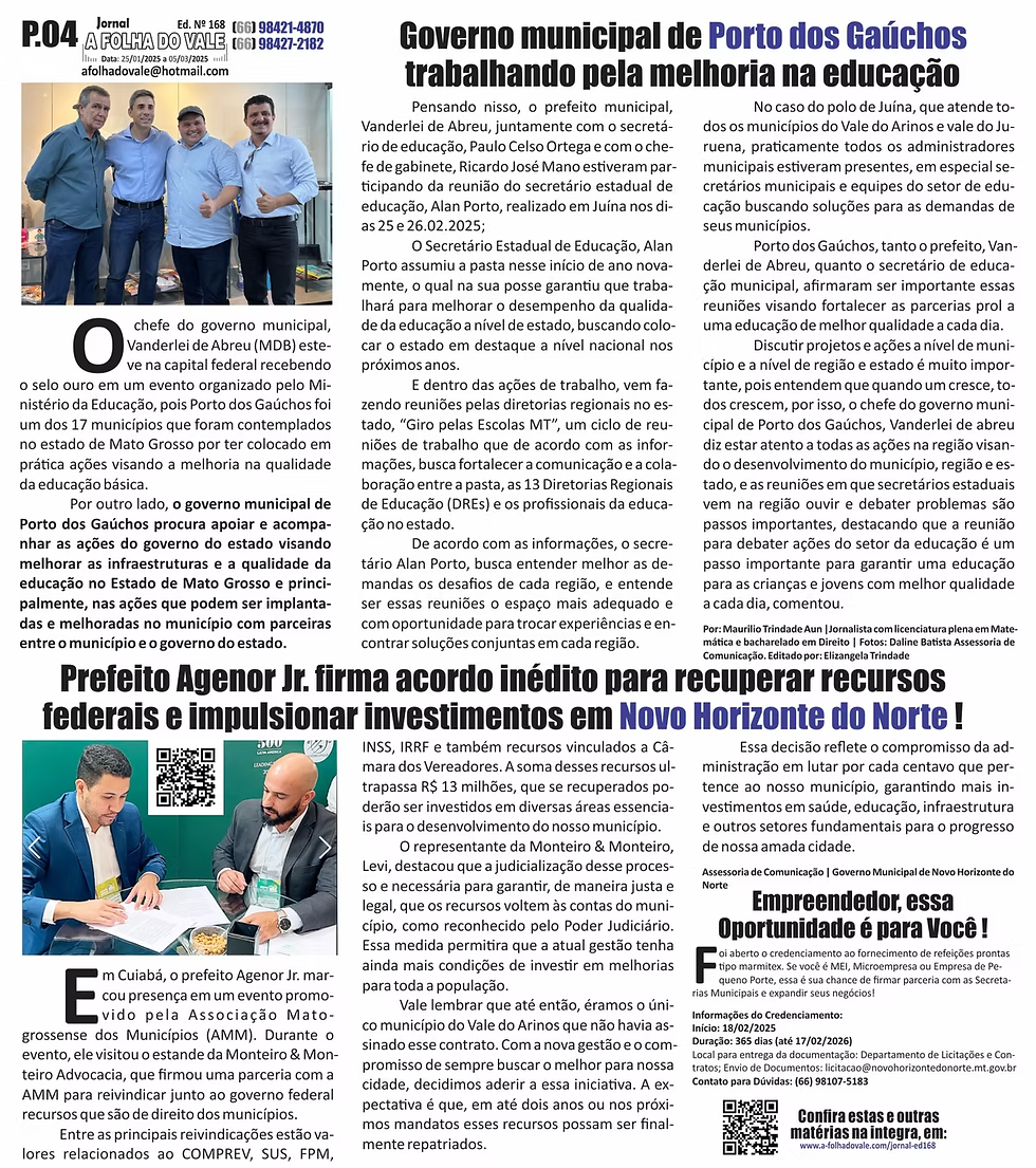 acesse: Jornal A Folha do Vale Ed. 168