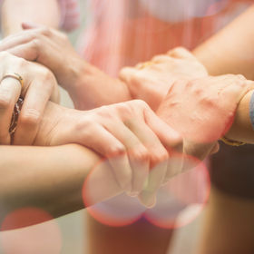 Double exposure of hands were a collabor