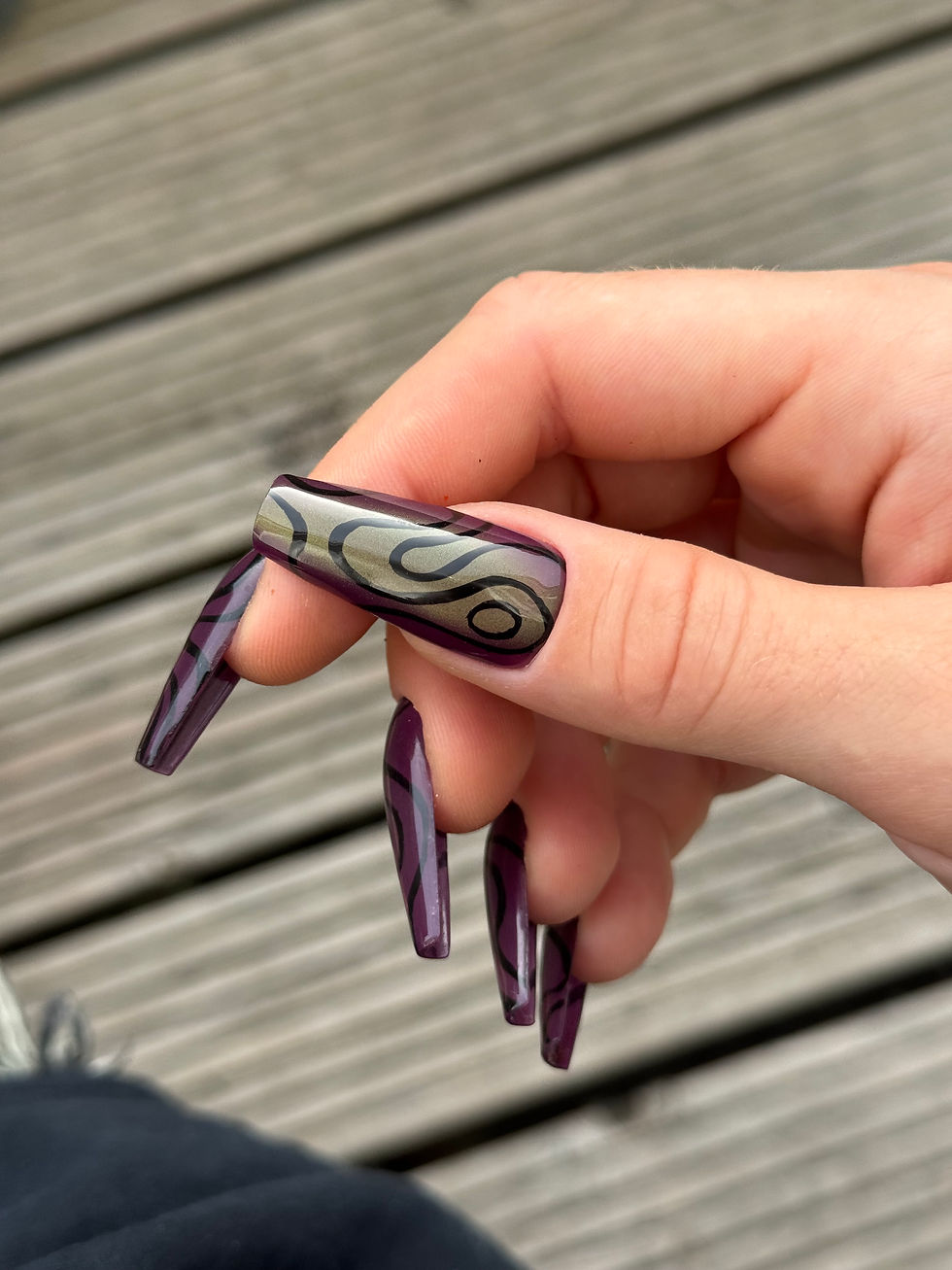 Thumbnail: Green and Purple Cat eye Press On Nails