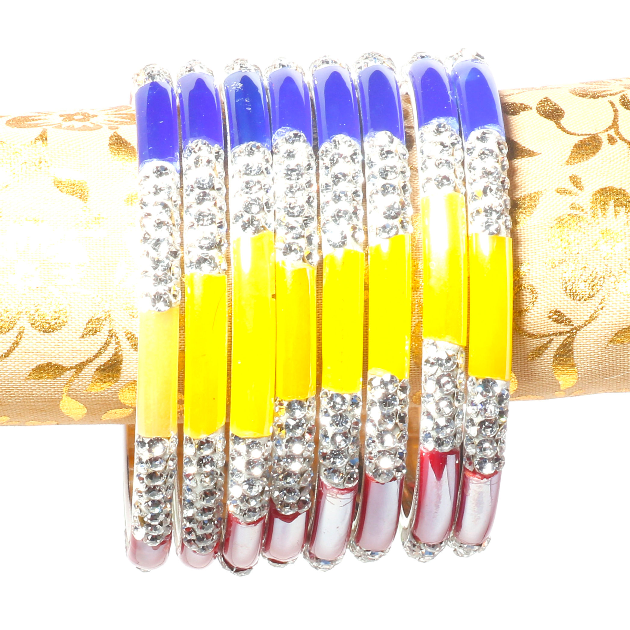 Suprimo Mirror Metal bangles Chudi Set For Women ( 8 pack)