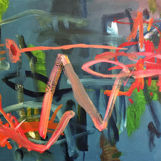 Smoke on the Water - Fire in the Sky, 2021, oil on canvas, 17¾" x 24".