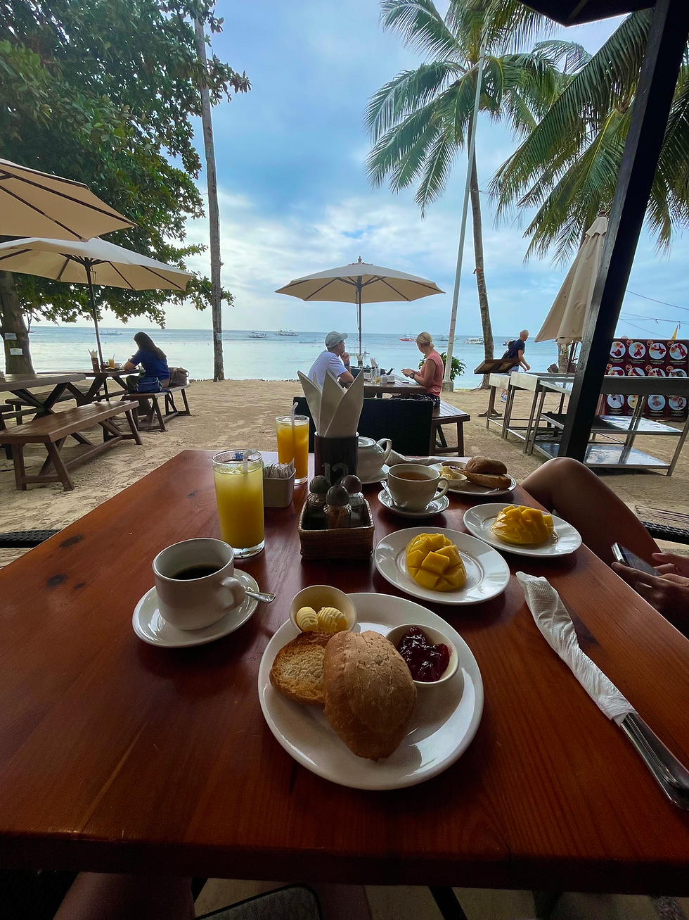 Breakfast by the beach at Pyramid Beach Resort