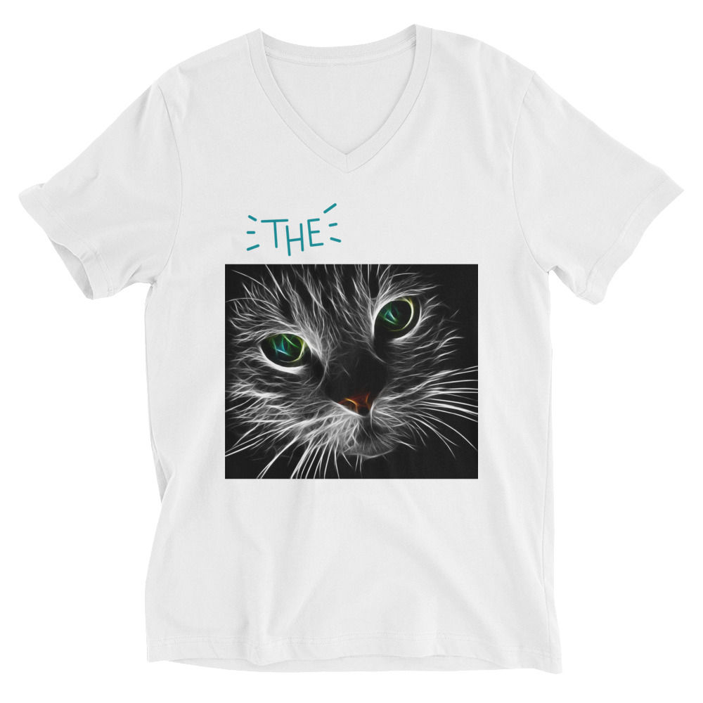 Unisex Short Sleeve V-Neck T-Shirt - The Cat