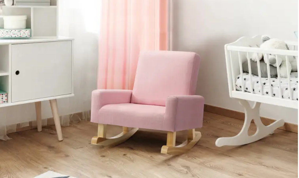 Ovela Kids Linen Rocking Chair (Pink)
