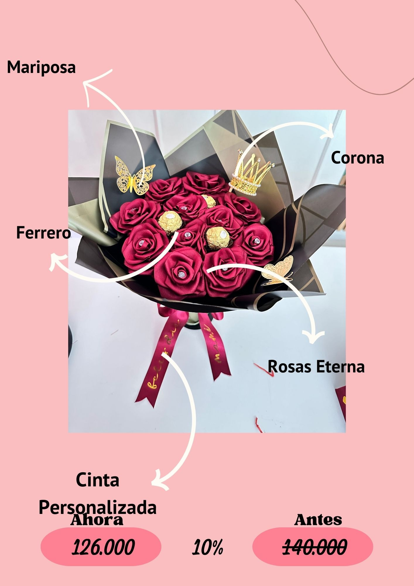 Arreglo con flores eternas