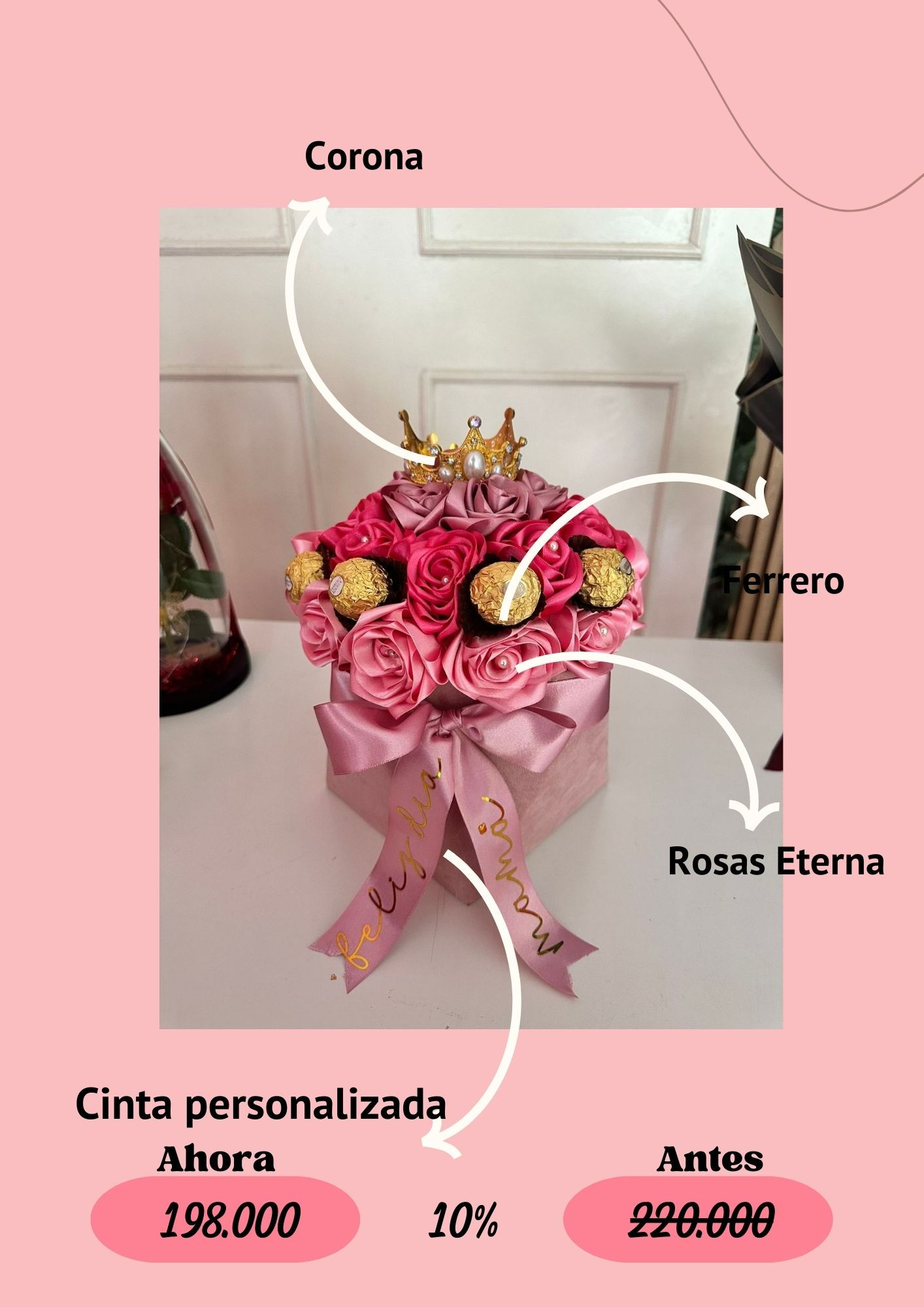 Arreglo con flores eternas