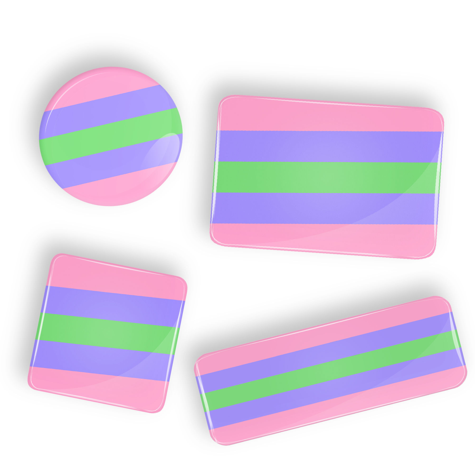Trigender Pride Flag buttons and magnets