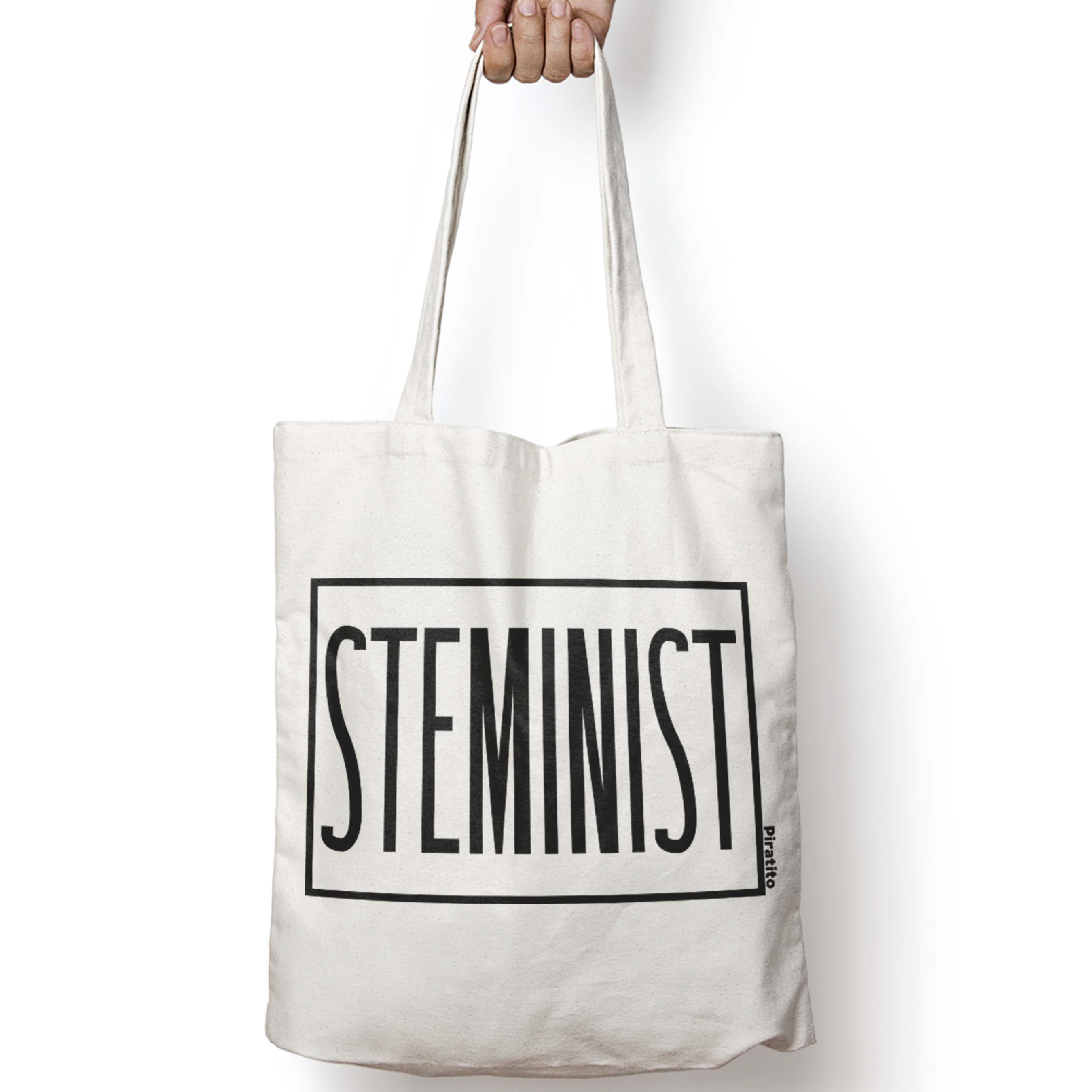 STEMinist natural canvas tote bag