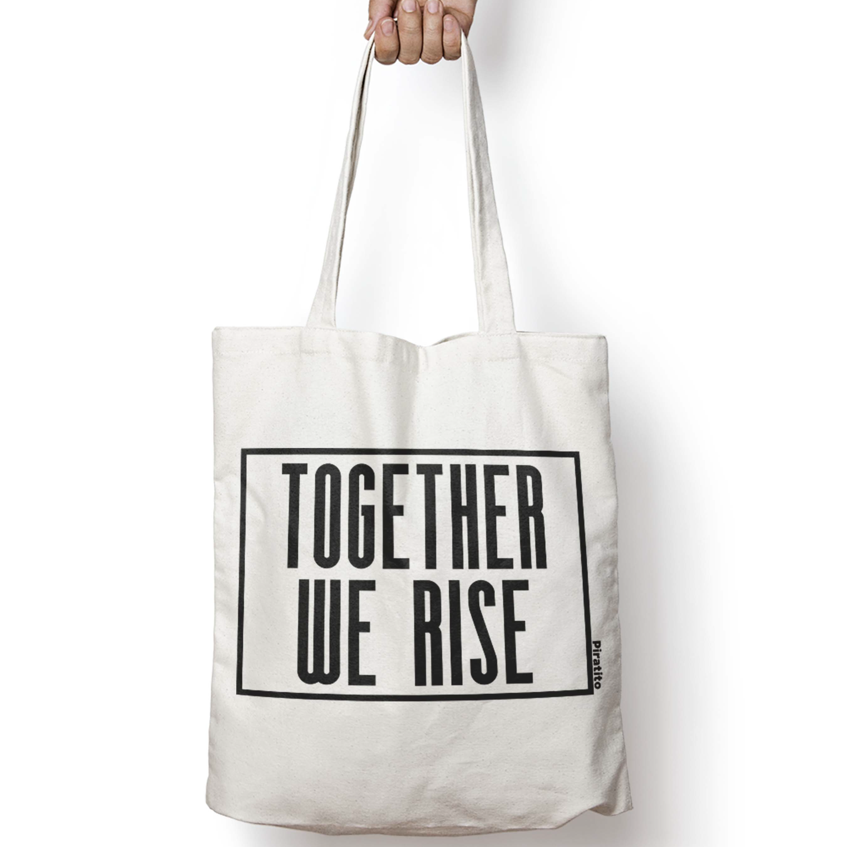 Together We Rise natural canvas tote bag