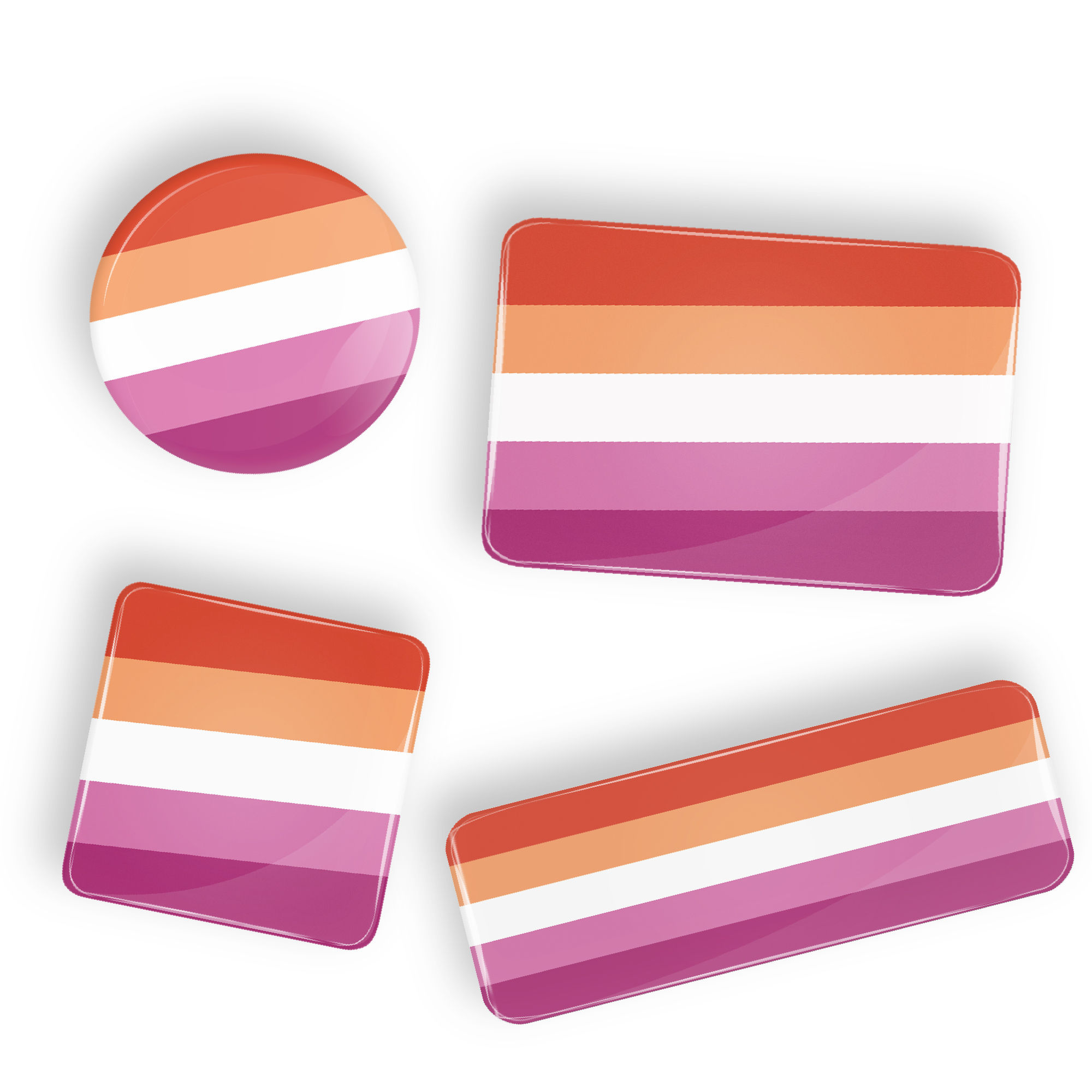 Lesbian Pride Flag buttons and magnets