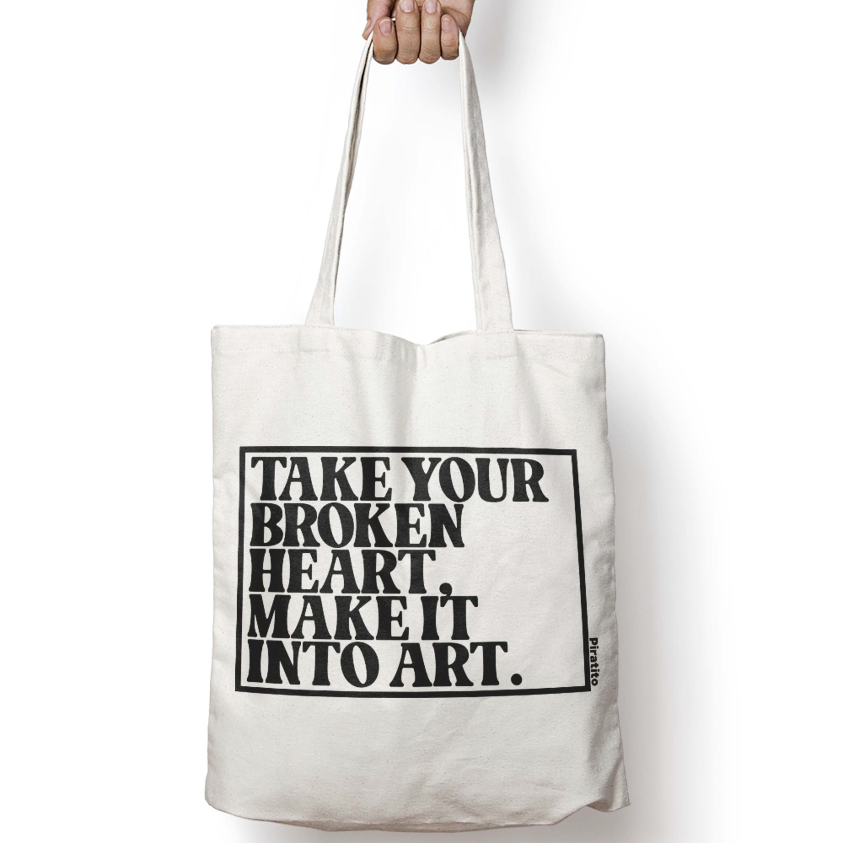 Take Your Broken Heart, Make It Into Art natural canvas tote bag