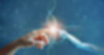 Hands of robot and human touching on DNA connecting in virtual interface on future, Scienc