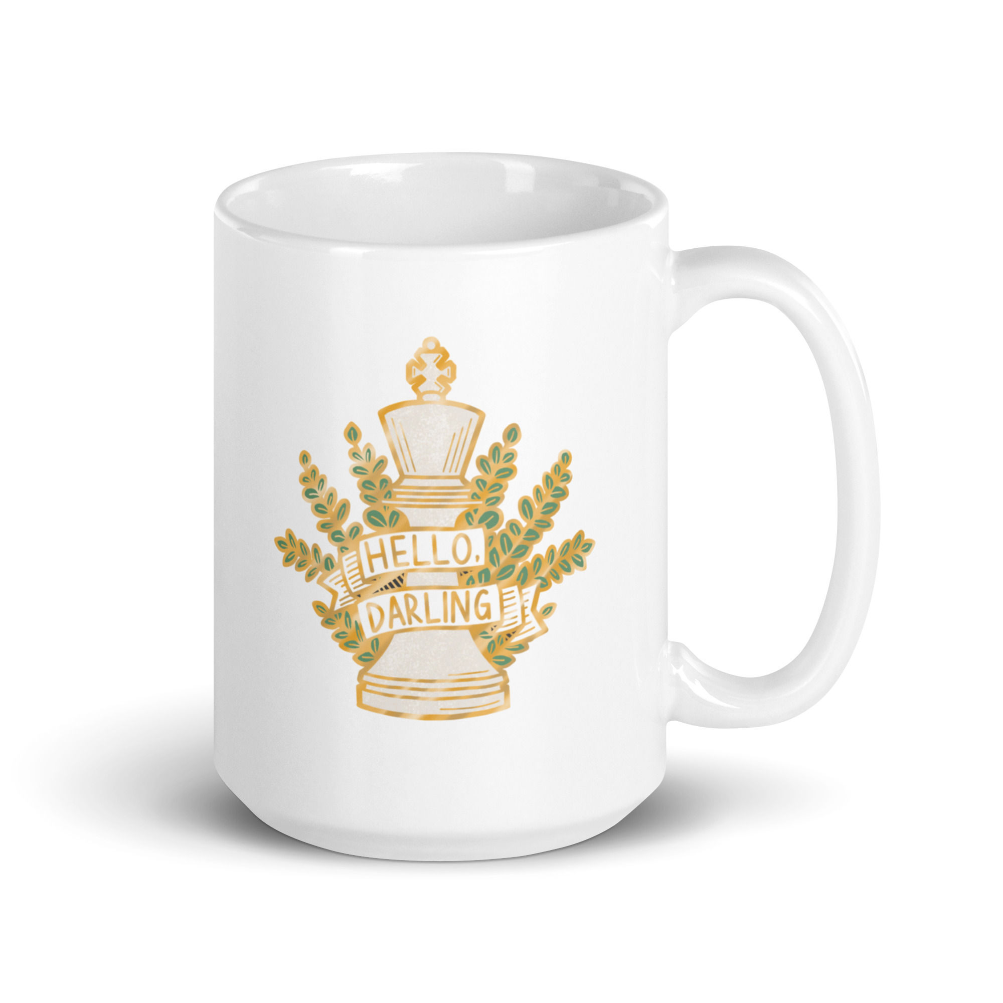 "Hello, Darling" White King Glossy Mug