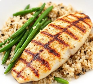 Grilled Tilapia with Wild Rice and Steamed Green Beans 