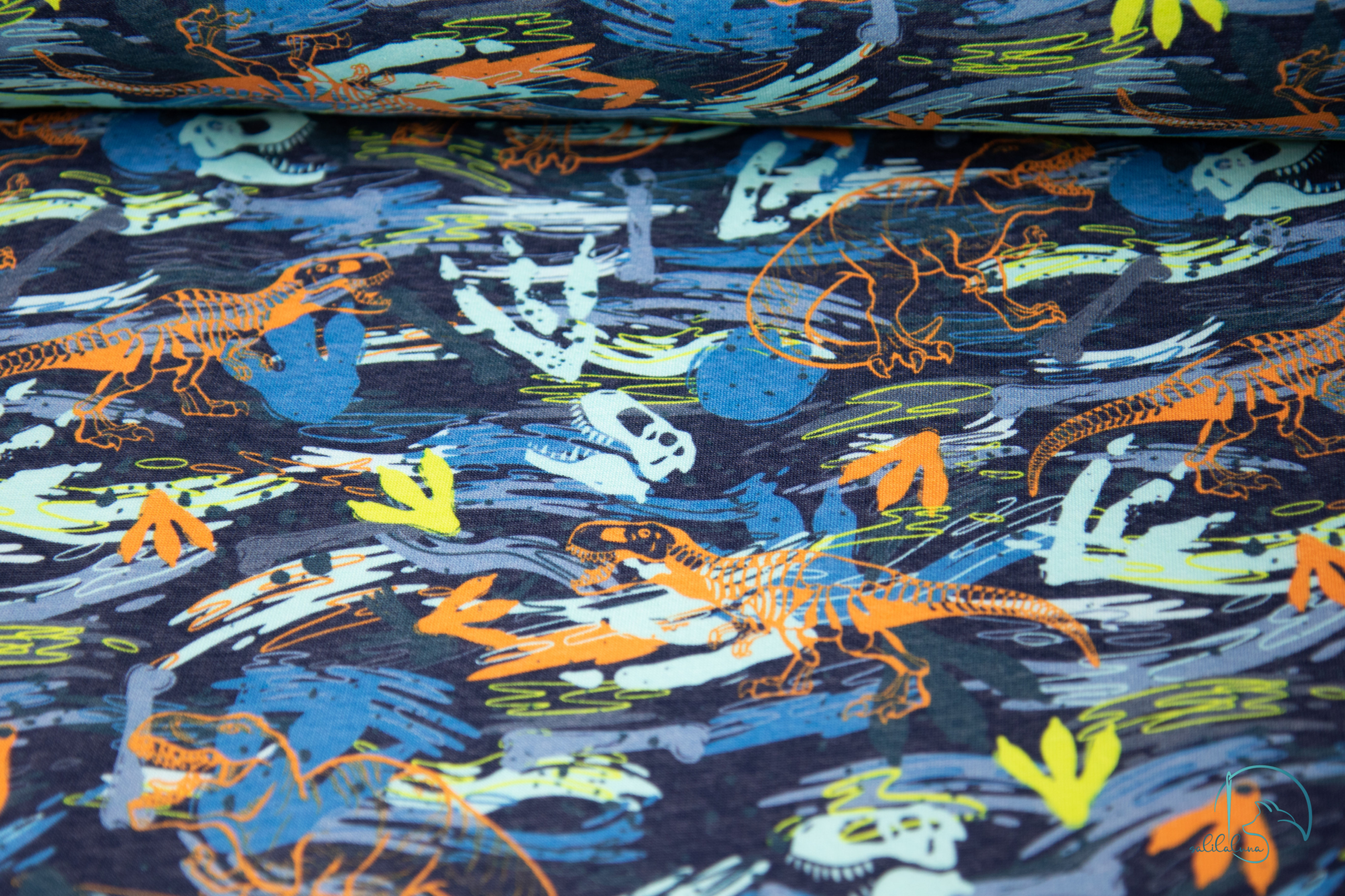 Kuschelsweat Dinosaurier blau