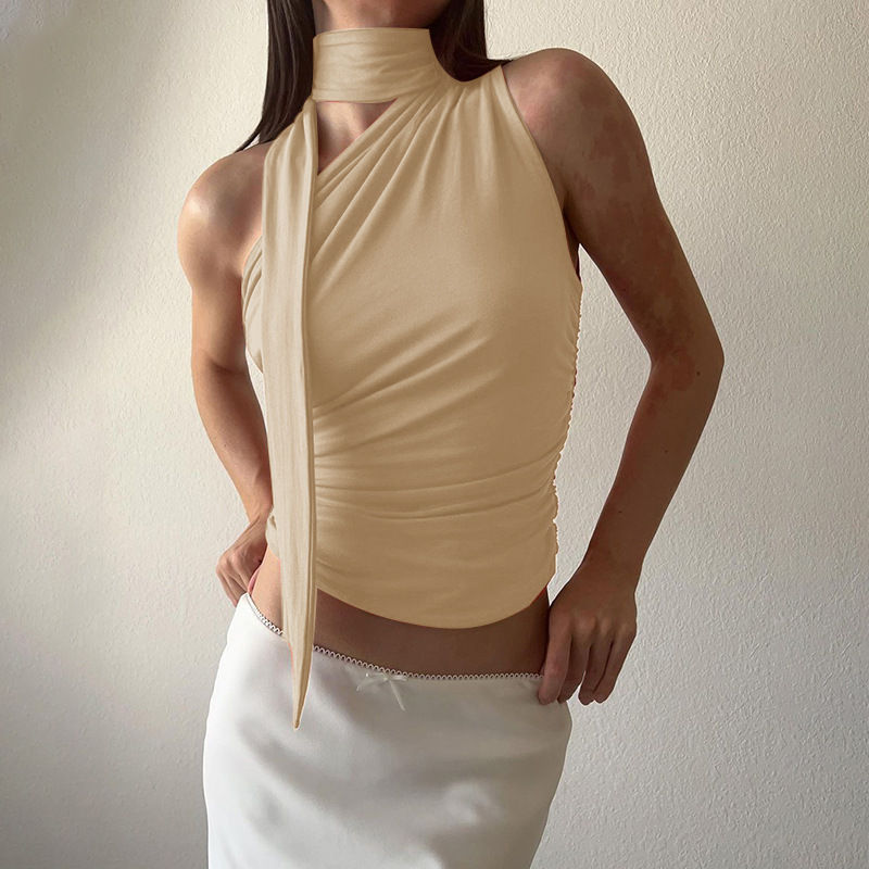 Thumbnail: 2024 Summer Women's Slim One-Shoulder Sleeveless Top