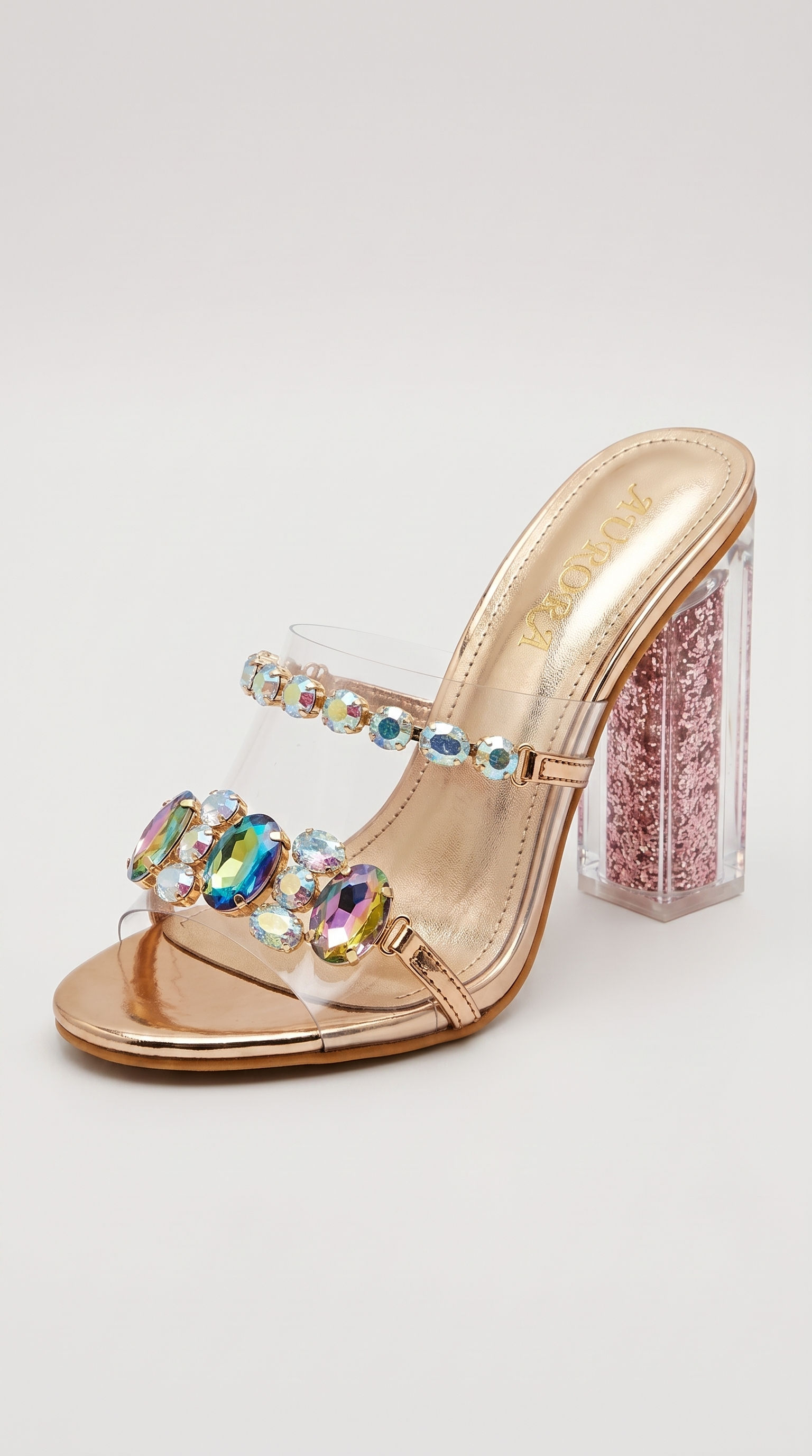 Transparent Coarse Diamond Crystal Slippers for Women