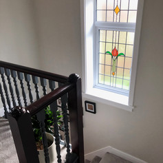 Stained glass stair window