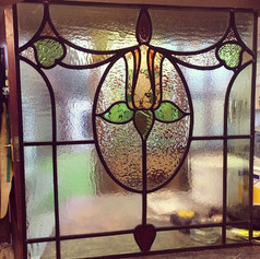 Leaded stained glass door panel
