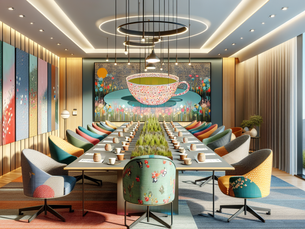 Blending Tea Themes into Corporate Art