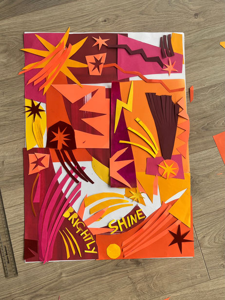 shine brighter. hand-made collage with colour paper 