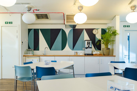 wall murals hand painted. large bold shapes. 