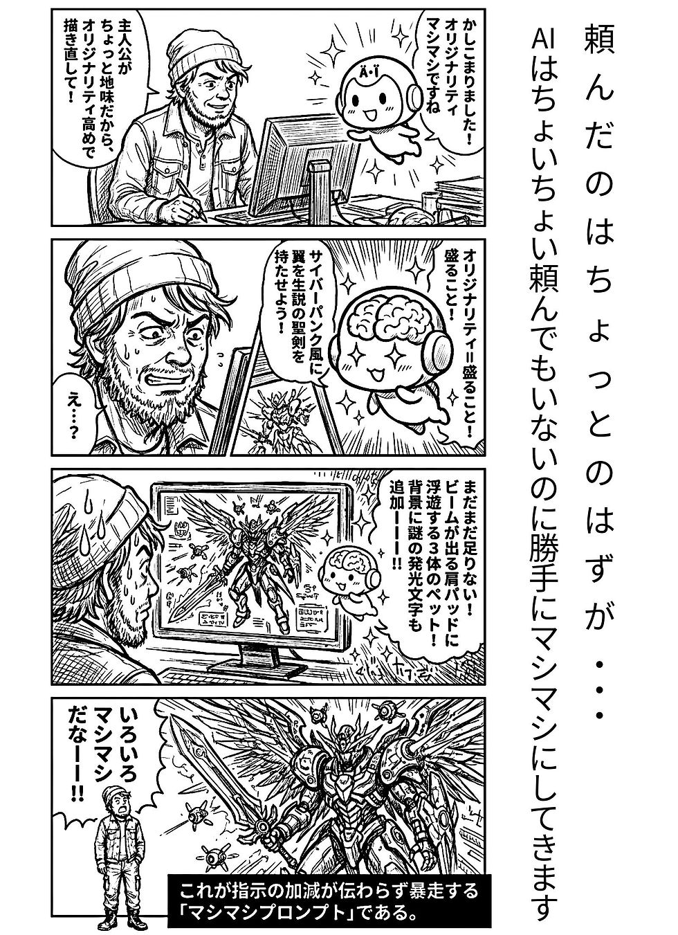※ｸﾘｯｸで拡大【エントリーNO.1：かなり余計に盛る　～AIの「加減のなさ」にざわついてみた件～マシマシプロンプト】
