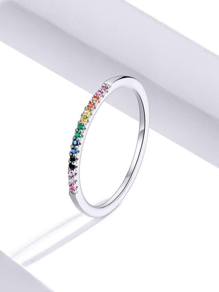Thumbnail: Aurora Eternity Ring | 925 Sterling Silver Stackable Band