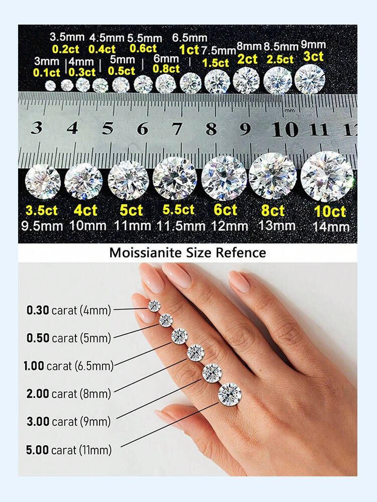 Thumbnail:  0.5-2CT Classic Real Moissanite Diamond Wedding Rings For Women Gift Real 925 S