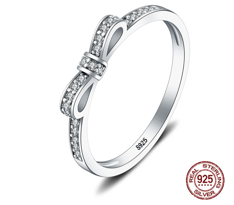 Thumbnail: CLUCI Cute 925 Sterling Silver Bowknot Women Party Wedding Ring Jewelry High Qua