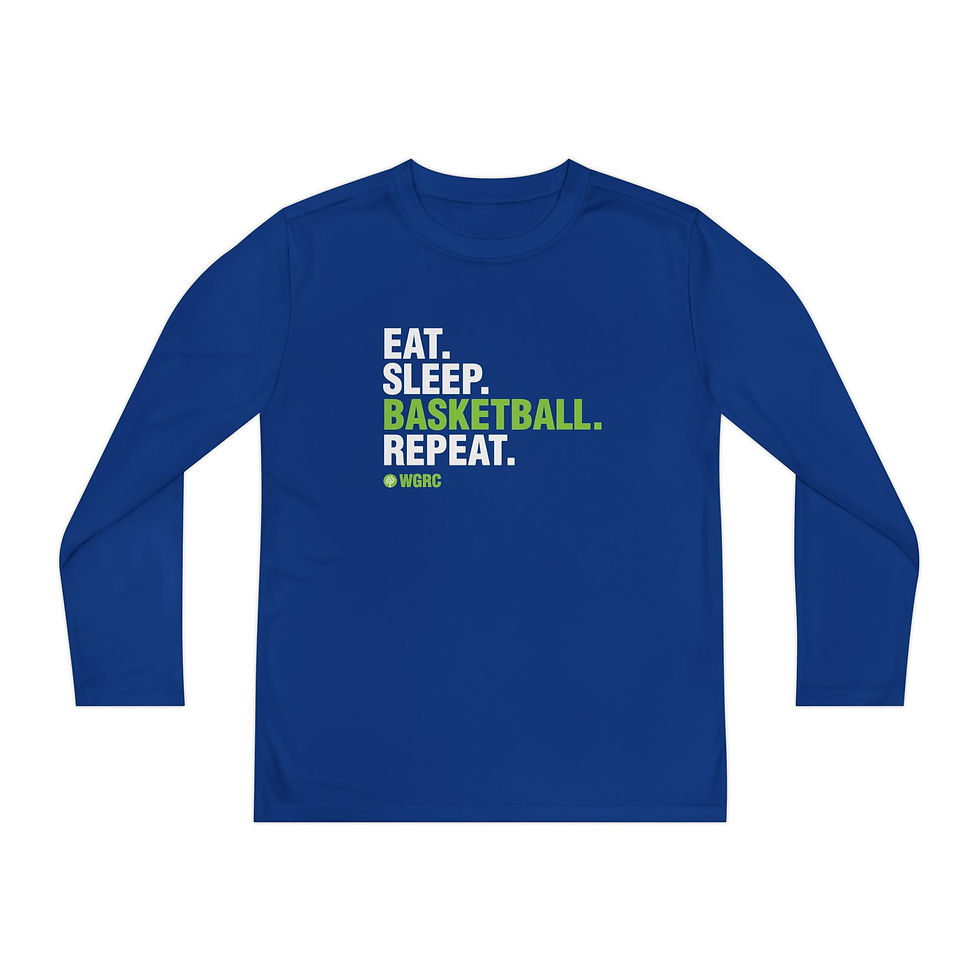 Thumbnail: Basketball Eat Sleep Repeat - Youth Long Sleeve Moisture Wicking Tee