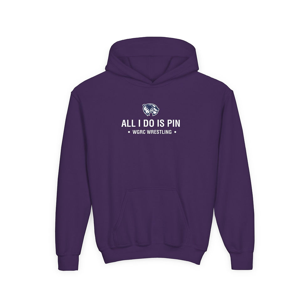 Thumbnail: Wrestling All I Do is Pin - Youth Heavy Blend Hooded Sweatshirt