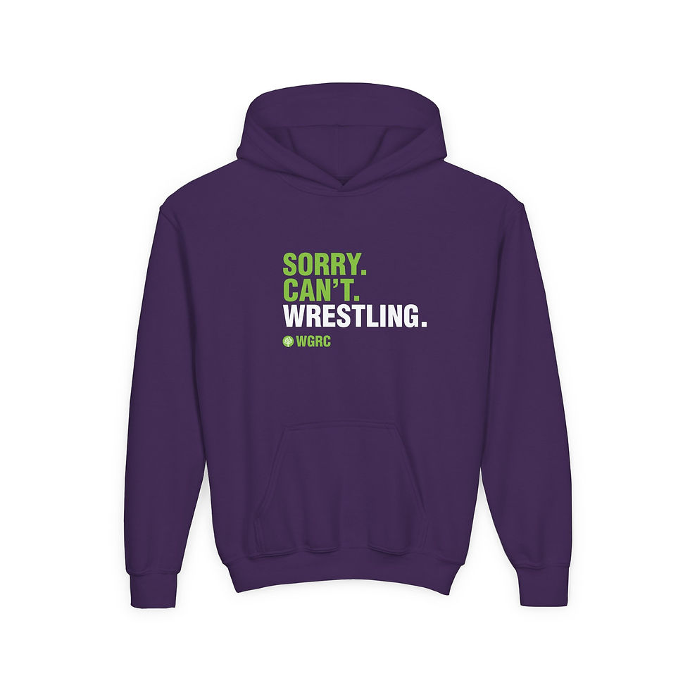Thumbnail: Wrestling Sorry. Can't. Wrestling. - Youth Heavy Blend Hooded Sweatshirt