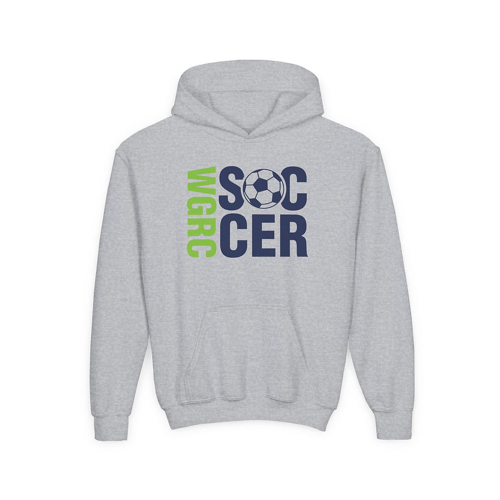 Soccer Stacked Youth Heavy Blend Hooded Sweatshirt
